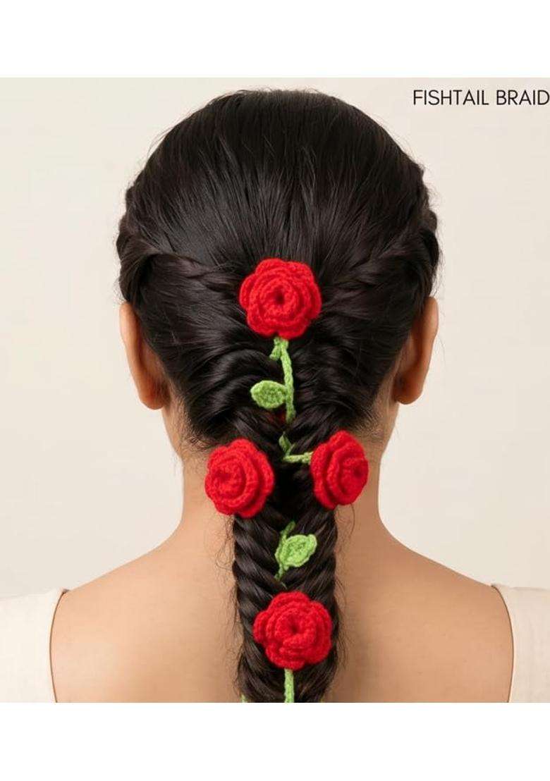 Hookedoncute Handmade Crochet Floral Paranda with Red Roses - Indya