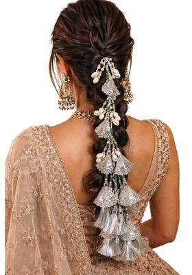 Handmade Artisanal Silver Paranda with Sea Shells and Tassels for Women