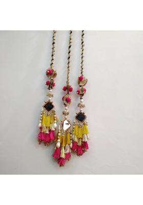 Chamkila Sheesha Mirror Tassel Hair Extension Paranda Traditional Indian Hair Accessory for Women
