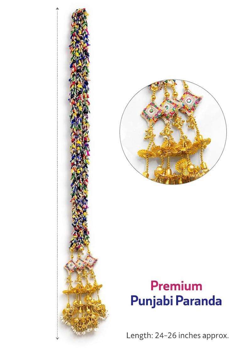 Traditional Punjabi Bridal Paranda for Women with Multicolour Thread Work - Indya