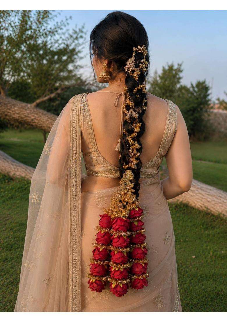 Shri Bihari Ji Creation Red Traditional Paranda for Women - Indya