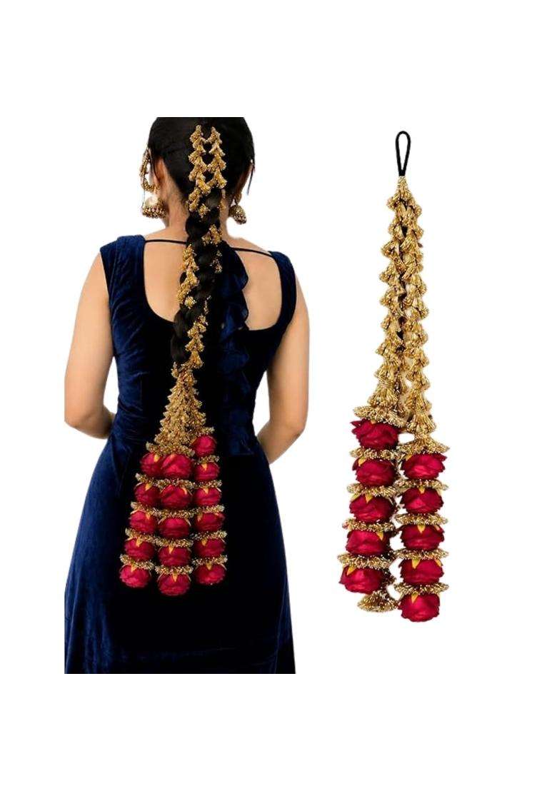 Shri Bihari Ji Creation Red Traditional Paranda for Women - Indya