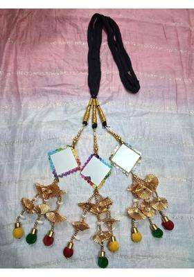 Guunuu Punjabi Paranda with Mirror Work and Multicolour Pom Poms
