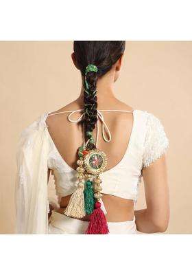 Milapark Crafts Womens Hair Parandi for Braids Gota Patti Wedding Hair Accessory with Tassels and Little Bird