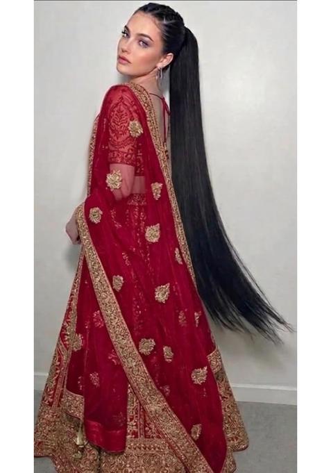 Alizz Tie Up Ponytail Hair Extension Black 40 Inch Straight Style Hair Accessories Artificial Fake Long