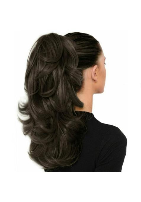 ALX Multi Step Cut Curly Ribbon Tie Up Wrap Around Ponytail Long Brown Hair Extension Juda Choti Wig Pack of 1