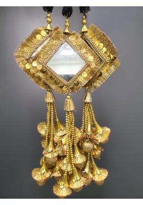 Peppy Paranda Heavy Princess Gold Square Mirror Paranda Traditional Punjabi Hair Accessory with Gota Tassels