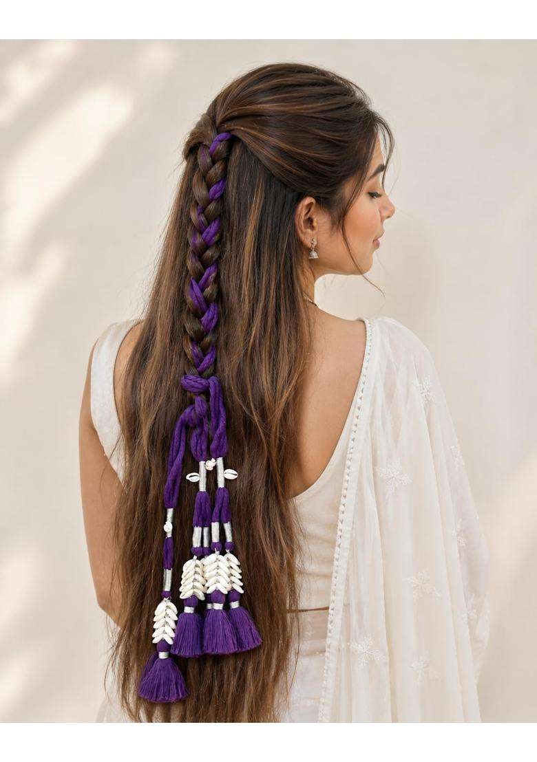 Zippy Flora Handmade Boho Parandi Traditional Hair Accessory with Tassles and Shells - Indya
