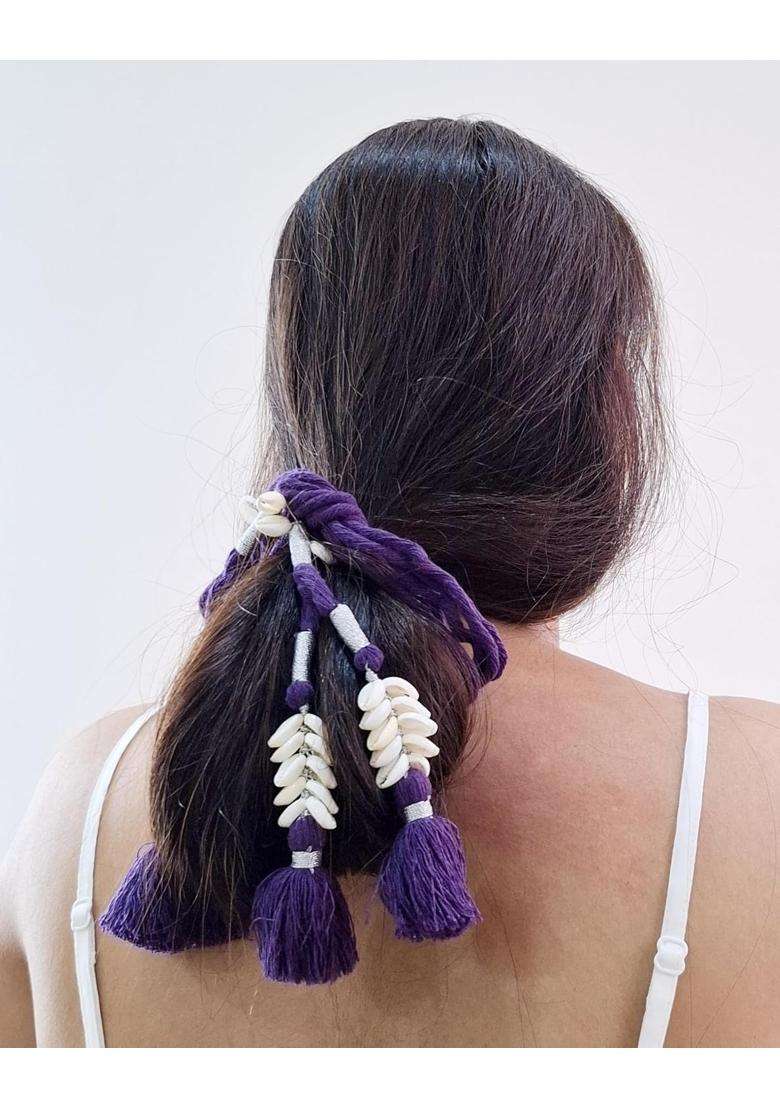 Zippy Flora Handmade Boho Parandi Traditional Hair Accessory with Tassles and Shells - Indya