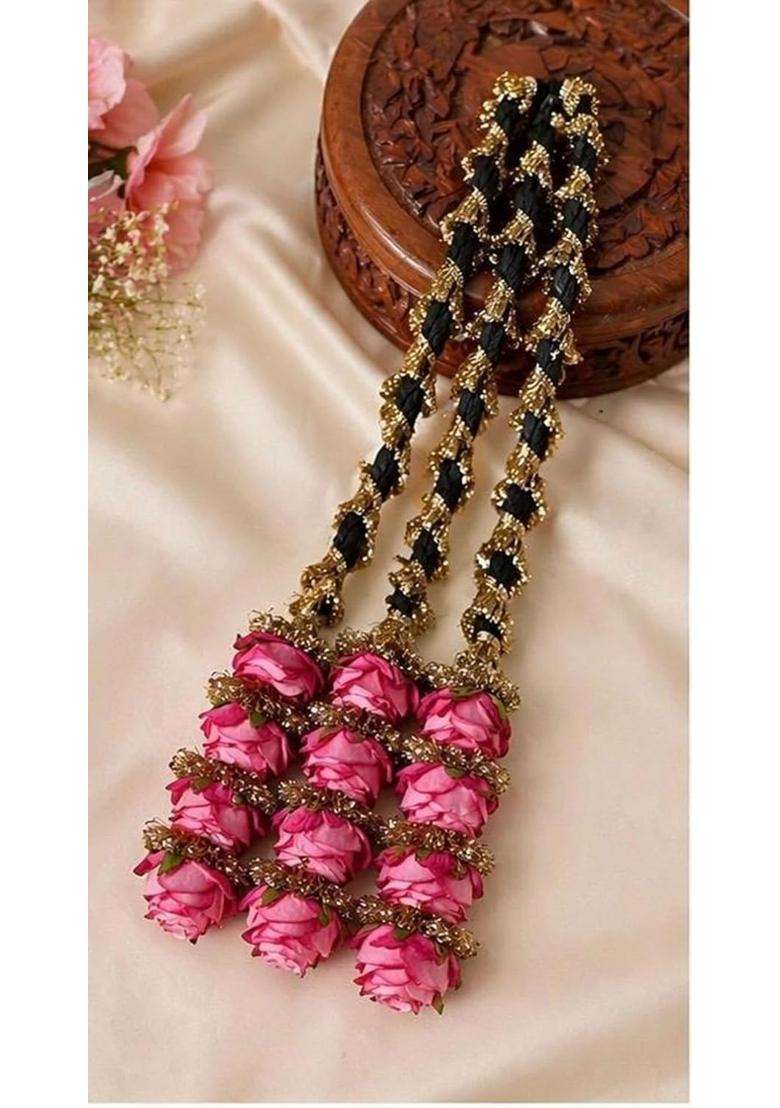 Maurya Mega Mart Heavy Rose Design Paranda Parandi Braid Tassles Hair Accessory for Women and Girls Hair - Indya