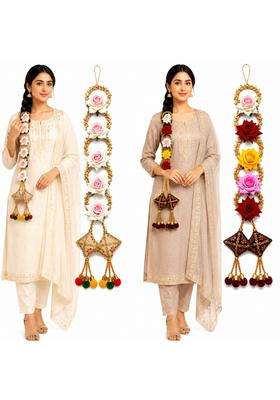 Pingaksha Innovation 2 Pcs Flower Parranda Punjabi Hair Paranda