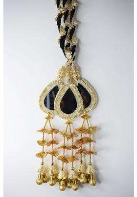 Ethnic at Ease Womens Heavy Gota Patti Punjabi Patiala Paranda Choti with Mirror Work Hair Extension Gold
