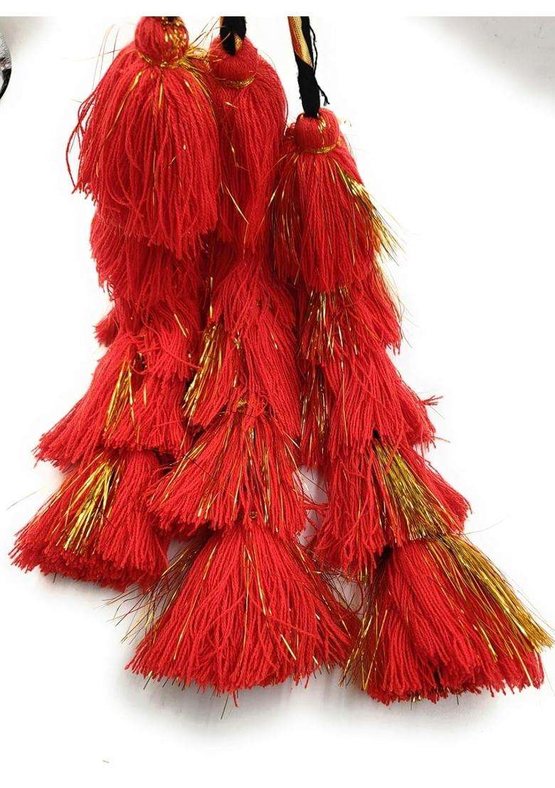 Simka Women and Girls Multicolour Light Weight Heavy Punjabi Paranda Hand Made Braid Tassles Hair Extensions - Indya