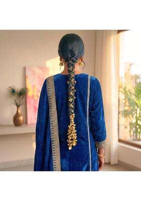 Zewla Craft Golden Kashmiri Traditional Ghungroo Parandi Chain Hair Extension Tassel with Tinkling Bell