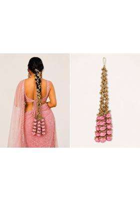 H Style Store Heavy Rose Design Paranda Parandi Braid Tassles Hair Accessory for Women and Girls Hair