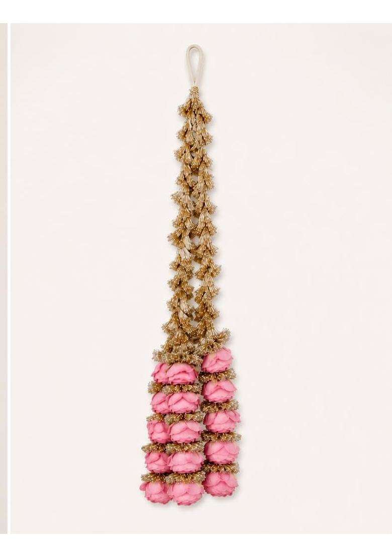 H Style Store Heavy Rose Design Paranda Parandi Braid Tassles Hair Accessory for Women and Girls Hair - Indya