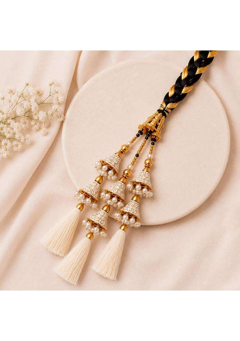 Prityka Punjabi Goldean Hair Paranda for Women 30 Inch Bridal Parandi Heavy 210 G Braid Hair Extension - Indya