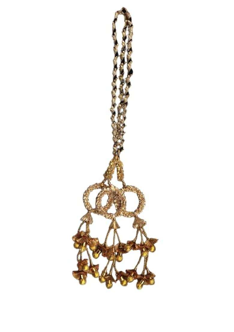 Velina Golden Panjabi Paranda Handcrafted Traditional Hair Parandi Braid Hair Accessory for Women and Girls - Indya