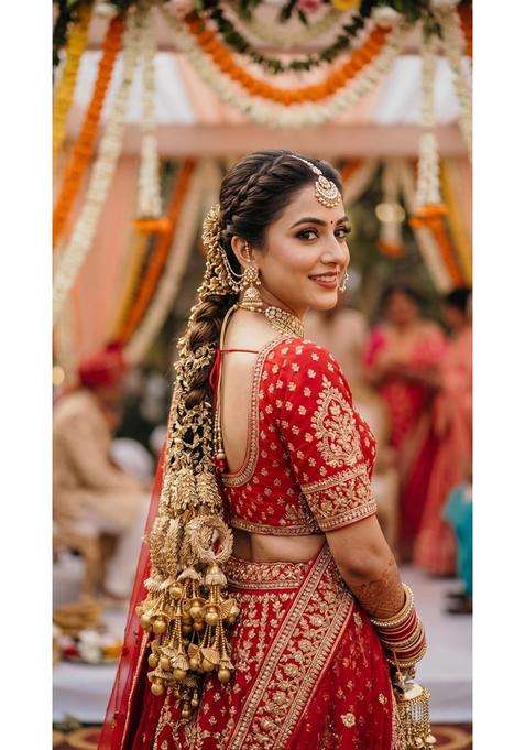 Velina Golden Panjabi Paranda Handcrafted Traditional Hair Parandi Braid Hair Accessory for Women and Girls