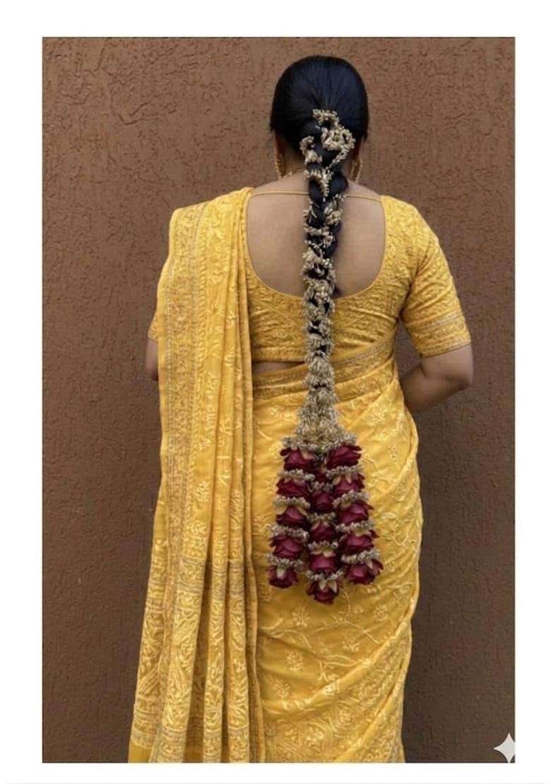H Style Store Heavy Rose Design Paranda Parandi Braid Tassles Hair Accessory for Women and Girls Hair - Indya