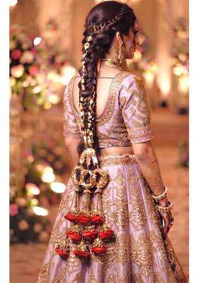 Velina Red Rose Floral and Gold Wreath Panjabi Paranda Handcrafted Traditional Hair Parandi Braid Hair