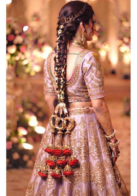 Velina Red Rose Floral and Gold Wreath Panjabi Paranda Handcrafted Traditional Hair Parandi Braid Hair