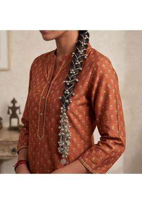 Zewla Craft Silver Kashmiri Traditional Ghungroo Parandi Chain Hair Extension Tassel with Tinkling Bell