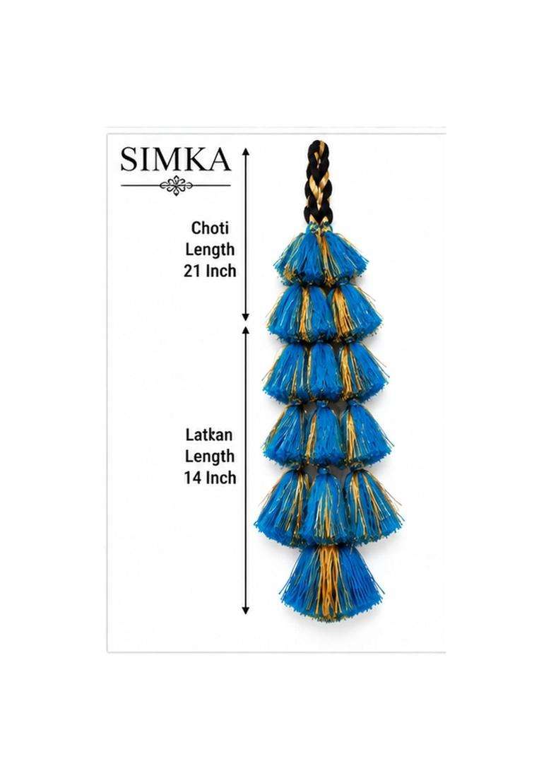 Simka Women and Girls Multicolour Light Weight Heavy Punjabi Paranda Hand Made Braid Tassles Hair Extensions - Indya