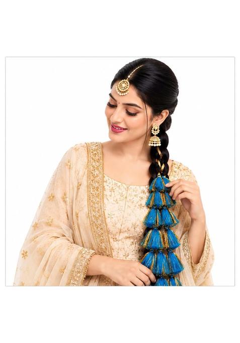 Simka Women and Girls Multicolour Light Weight Heavy Punjabi Paranda Hand Made Braid Tassles Hair Extensions