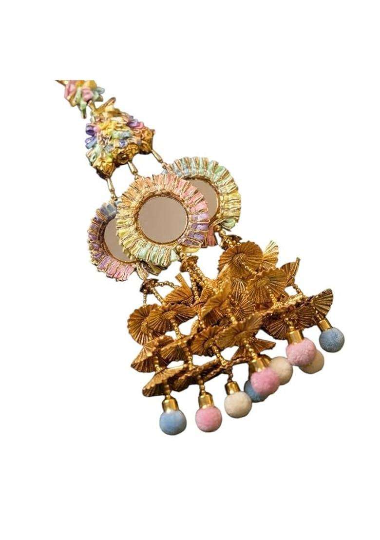Glamyou Heavy Design Paranda Hair Extension Golden Braid Tassels Hair Accessory for Women and Girls One Piece - Indya