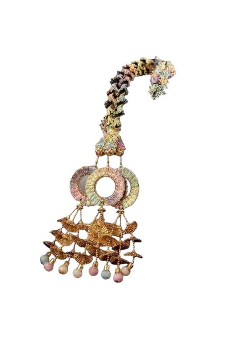 Glamyou Heavy Design Paranda Hair Extension Golden Braid Tassels Hair Accessory for Women and Girls One Piece - Indya