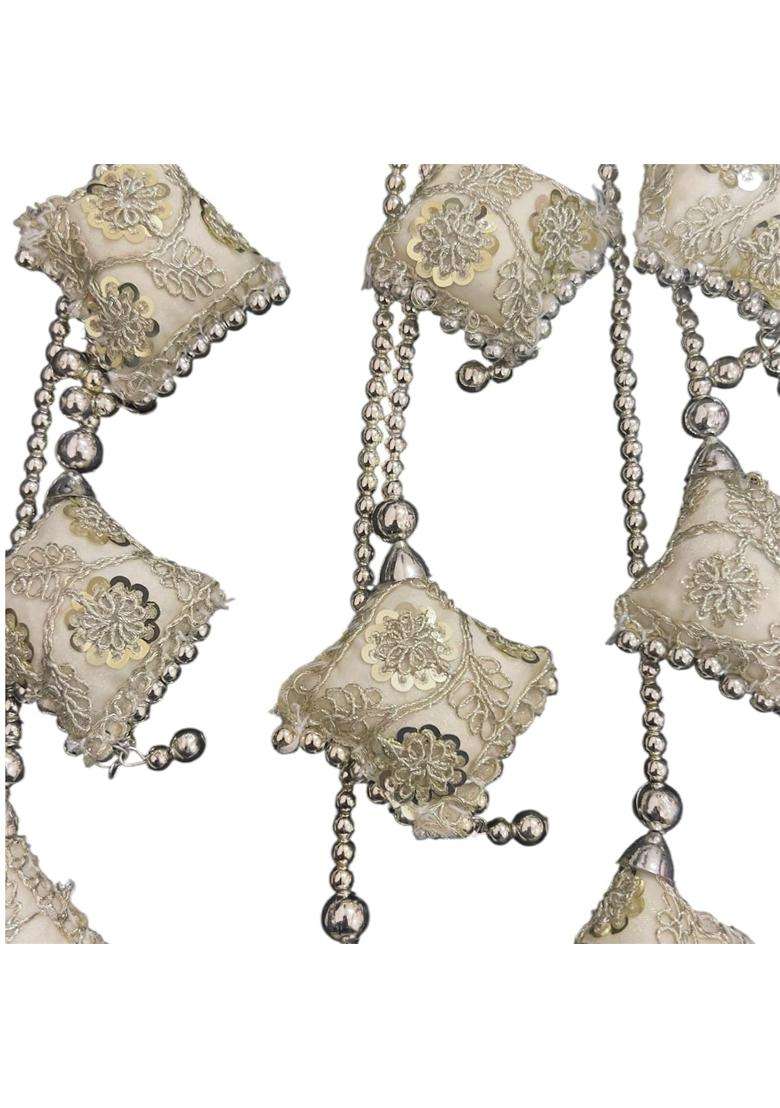 Miras by Sai Traders Punjabi Paranda Parandi Ivory Silver Bridal Hair Paranda for Women - Indya