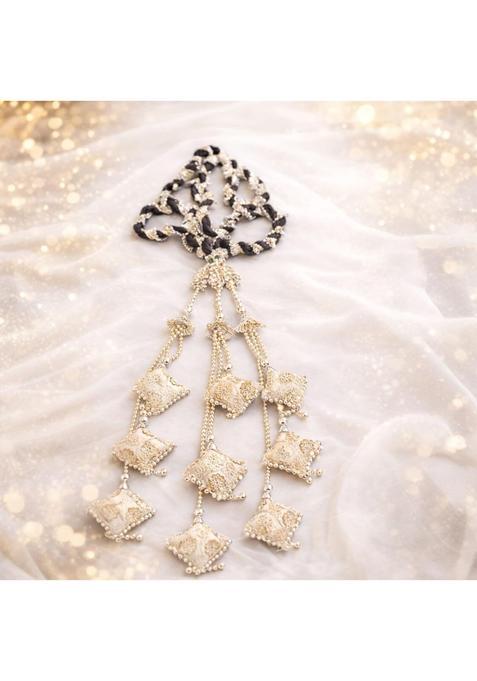 Miras by Sai Traders Punjabi Paranda Parandi Ivory Silver Bridal Hair Paranda for Women