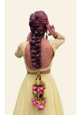 Praajka Punjabi Bridal Parandi Paranda Black and Gold Braided Hair Extension with Pastel Colors Pom Tassels