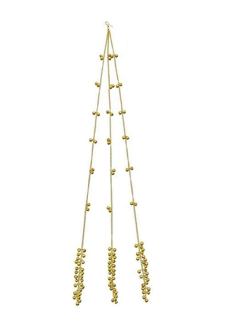 Kashmiri Ghungroo Parandi for Women and Girls Traditional Punjabi Hair Paranda with Golden Ghungroo Tassels - Indya