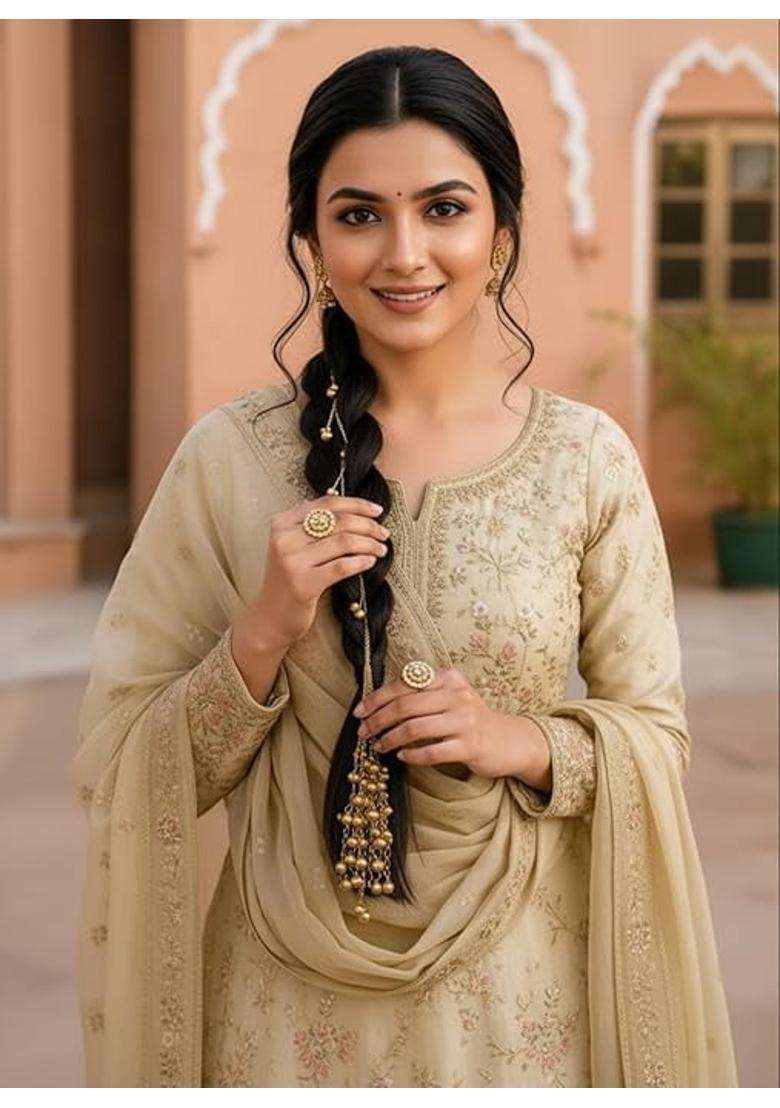Kashmiri Ghungroo Parandi for Women and Girls Traditional Punjabi Hair Paranda with Golden Ghungroo Tassels - Indya