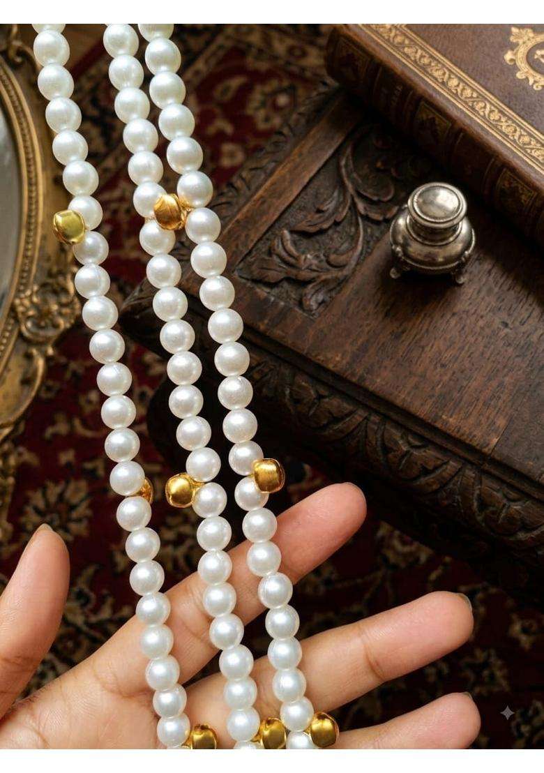 Mahavya Flora Mukta Pearl Parandi Handmade Boho Traditional Paranda Hair Accessory with Pearl Embellishments - Indya