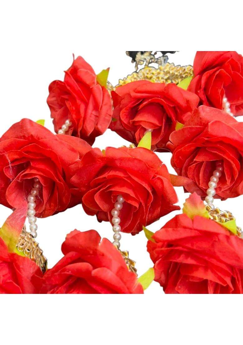 Miras by Sai Traders Traditional Floral Paranda Hair Braid Accessory with Pearl and Tassel - Indya