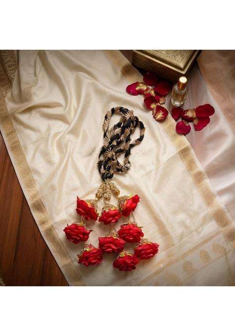 Miras by Sai Traders Traditional Floral Paranda Hair Braid Accessory with Pearl and Tassel