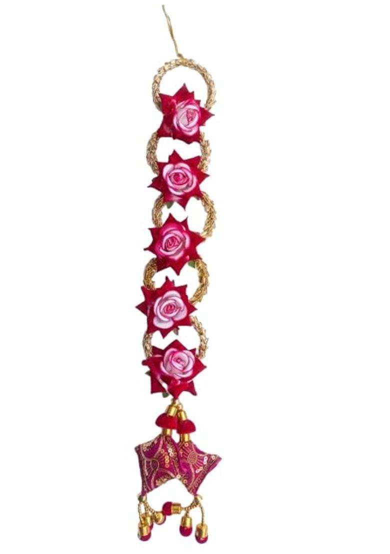 Velina Handcrafted Velvet Rose and Golden Leaf Paranda Traditional Punjabi Hair Accessory for Weddings Mehndi - Indya