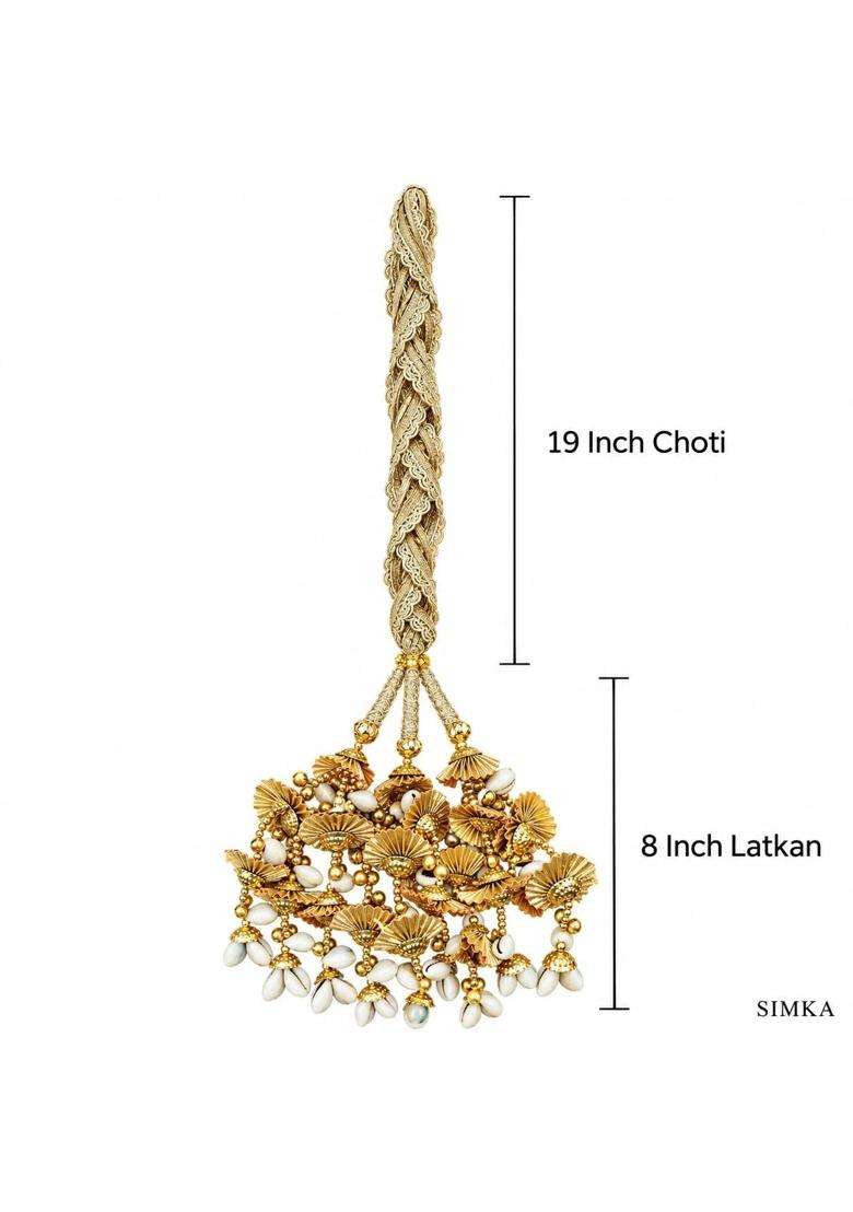 Simka Heavy Design Ghungroo Punjabi Pranda with Jhumka for Women and Girls Hair Extension Braid Tassles - Indya