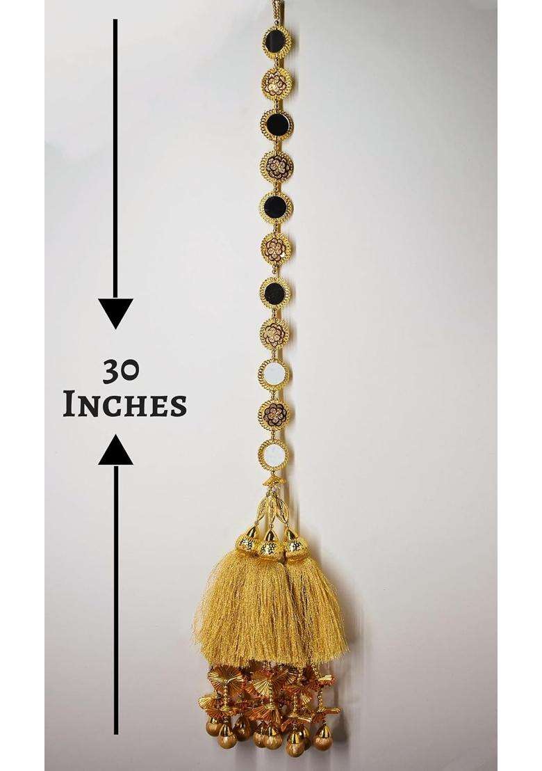 Ethnic at Ease Golden Hair Jewellery Choti Jadai Billai Wedding Bridal Mirror Paranda Braid Extension Braid - Indya