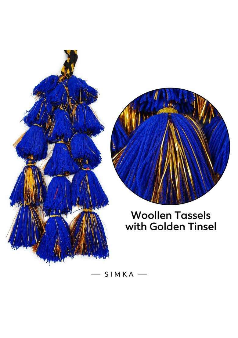 Simka Women and Girls Multicolour Light Weight Heavy Punjabi Paranda Hand Made Braid Tassles Hair Extensions - Indya