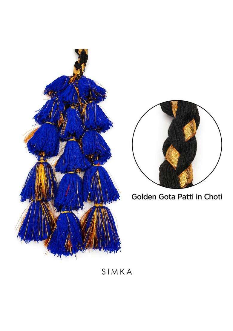 Simka Women and Girls Multicolour Light Weight Heavy Punjabi Paranda Hand Made Braid Tassles Hair Extensions - Indya