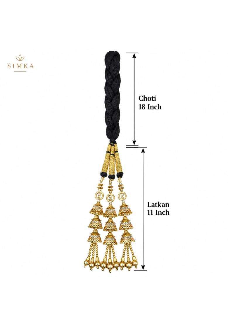 Simka Hand Made Jhumka Style Pearl Punjabi Paranda for Womes and Girls Traditional Hair Accessory with Beads - Indya