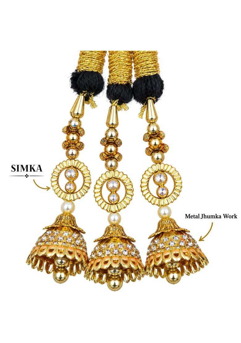 Simka Hand Made Jhumka Style Pearl Punjabi Paranda for Womes and Girls Traditional Hair Accessory with Beads - Indya