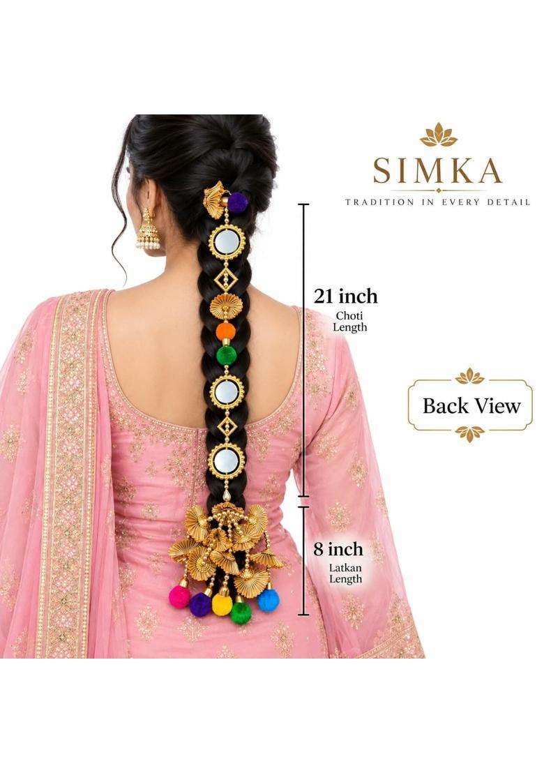 Simka Patiala Shahi Parandi Paranda for Women Braid Tassles Hair Extension Choti Ethnic Hair Accessories - Indya