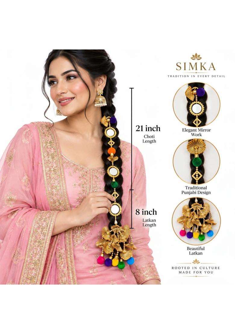 Simka Patiala Shahi Parandi Paranda for Women Braid Tassles Hair Extension Choti Ethnic Hair Accessories - Indya