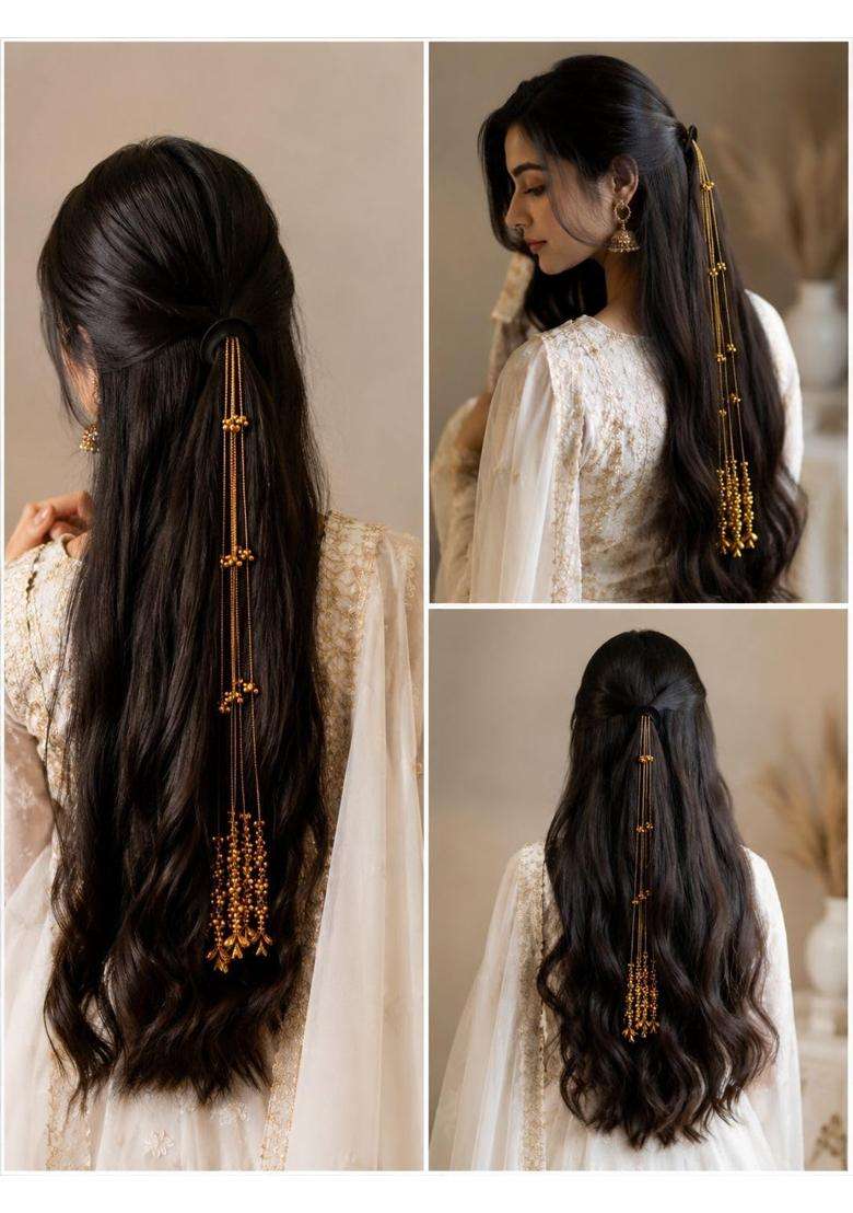 Prityka Trending Kashmiri Ghungroo Paranda Traditional Indian Hair Extension for Women and Girls Pack of 1 - Indya
