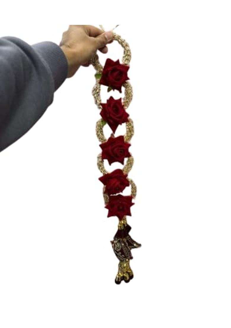 Shipshop Premium Red Rose Paranda for Women and Girls Bridal Punjabi Hair Accessory - Indya
